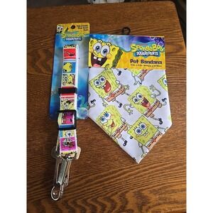 Spongebob Squarepants Adjustable Dog‎ Seat Belt & Bandana  (Brand New)